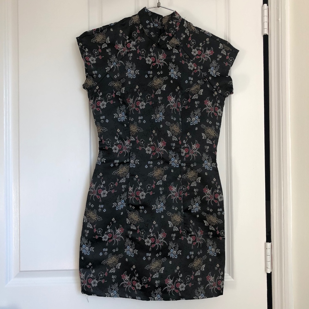 Vintage 1990's XOXO Black Cheongsam Mini Dress S